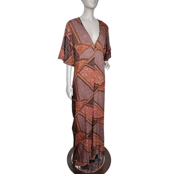 Nasty Gal Geometric Paisley Floral Cheesecloth Patchwork Jumpsuit Size 14 NEW - Picture 3 of 7